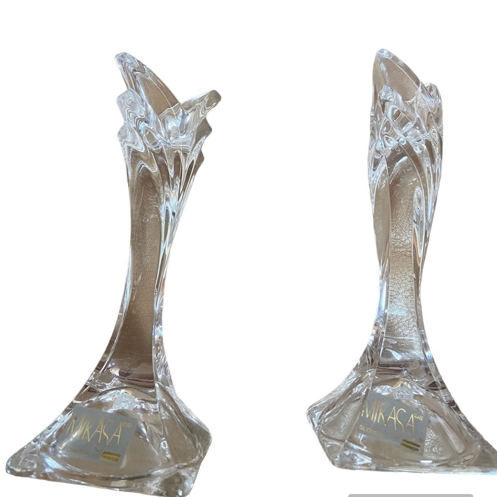 Mikasa set of two glass candle holders new Made in Slovenia 5.5 inch